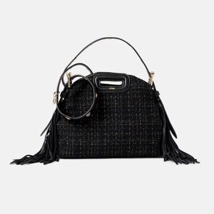MAJE-Noir Tweed City Bag
